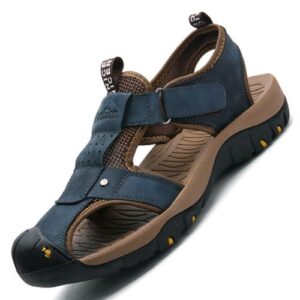 Mens Big Size 48 Baotou Anti-collision Beach Sandals Rubber Sole Non-slip Comfortable Slippers Blue