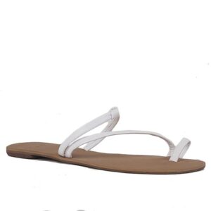 Ladies Open Toe Knot Slippers-White