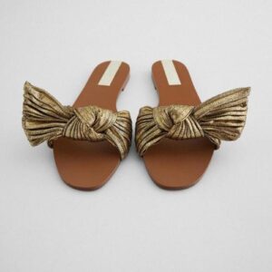 Shoes Low Rivet Loafers Slippers Flat Rubber Flip Flops Gold Sandals Slides Fly-Knot Slipers Women Hawaiian Summer 2021 Sc