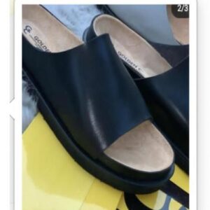 The Simple Mens Comfort Style  BLACK Palm Leather Slippers