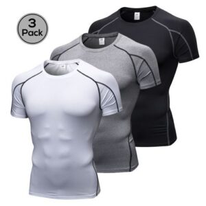 3*Men Compression Shirt Short Sleeve Quick Dry T-Shirt Baselayer Top