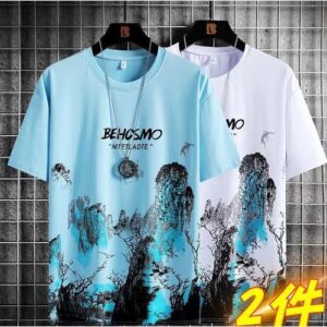 2 Pieces Men’s T-shirt M-5XL Large Size Shirt Clothes Casual
