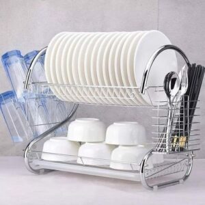 22″ Stainless Steel Dish Drainer With Cup And Cutlery Holder