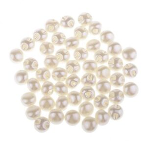2x 50 Pieces Pearly White Pearl Caps, Round, For Handicrafts, Sewing