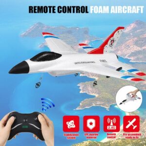 （2.4G RC Remote Control）Foam Airplane Plane Kids Flying Powered Plane Toy Plane Glider Jet Fighter Warcraft Model Indoor Outdoor Sports Toy For Kids Children Gifts White