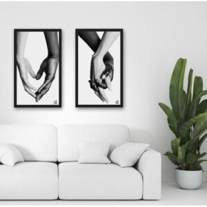 2 Pieces Joint Hands Wall Frame Art