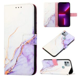 Infinix Hot 10i Case, Marble Pattern PU Leather Wallet Card Slots Flip Stand Cover With Hand Strap For Infinix Hot 10i / Smart 5 Pro