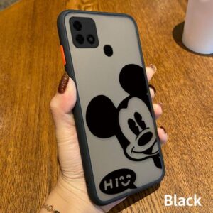 Armor Matte Case for Infinix Hot 10i Smart 5 Pro Side Mickey Clear Silicone Bumper Hard PC Cover Phone Casing-Black