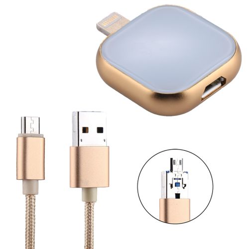 RQW-18S 8 Pin 32GB Multi-functional Flash Disk Drive With USB / Micro USB To Micro USB Cable,  For IPhone XR / IPhone XS MAX / IPhone X & XS / IPhone 8 & 8 Plus / IPhone 7 & 7 Plus / IPhone 6 & 6s & 6 Plus & 6s Plus / IPad(Gold)