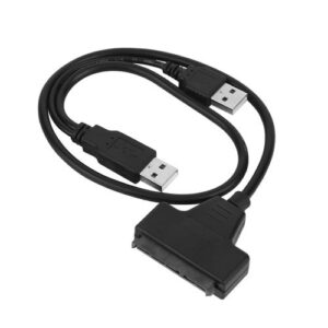 USB 2.0 Male To   7+15P 22 Pin  Able Adapter For 2.5″ SSD/Hard Disk Drive-Black