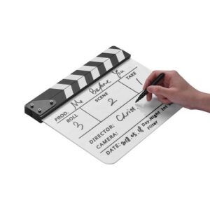 Dry Erase Acrylic Director Film Clapboard Movie TV Cut Action Scene Clapper Board Slate With Marker Pen