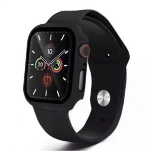 Black Silicone Apple Watch Strap With Screen Protector