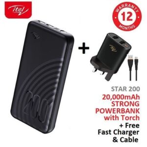 20000mAh Fast Charging, Bright Torch Power Bank+Free Charger