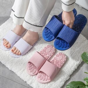 Unisex Bathroom Massage Acupoint Sole Solid Flat Slippers Indoor Couple Non-slip Soles Sandals House Slippers EU:37